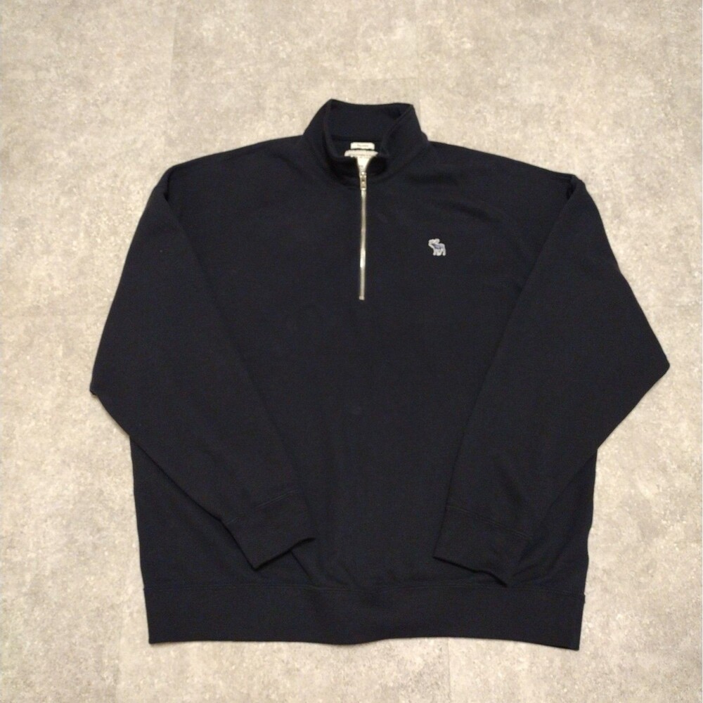 Abercrombie & Fitch Soft Fleece Relaxed Quarter Zip Pullover Men's XXL Navy Blue